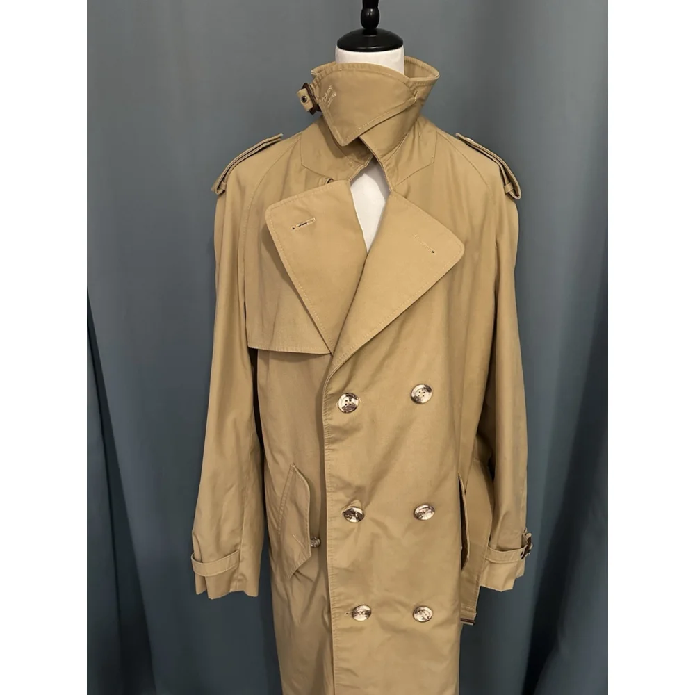 Vintage Men’s Large Trench Coat Double Breasted No Lining Size 42R - Picture 2 of 11